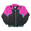 BOOOO Mens Black & Pink Colourblock Zip Jacket S Polyester Blend Casual Retro