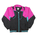 BOOOO Mens Black & Pink Colourblock Zip Jacket S Polyester Blend Casual Retro