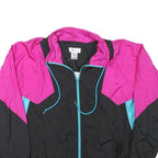 BOOOO Mens Black & Pink Colourblock Zip Jacket S Polyester Blend Casual Retro