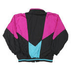 BOOOO Mens Black & Pink Colourblock Zip Jacket S Polyester Blend Casual Retro