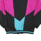 BOOOO Mens Black & Pink Colourblock Zip Jacket S Polyester Blend Casual Retro