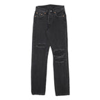 LEVI'S 501 Womens Jeans Black Regular Straight Denim Medium W24 L30 Classic