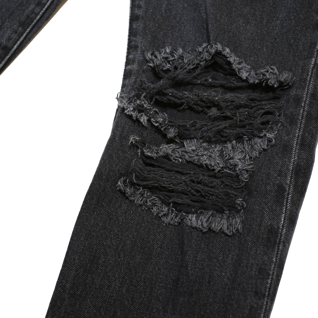LEVI'S 501 Womens Jeans Black Regular Straight Denim Medium W24 L30 Classic