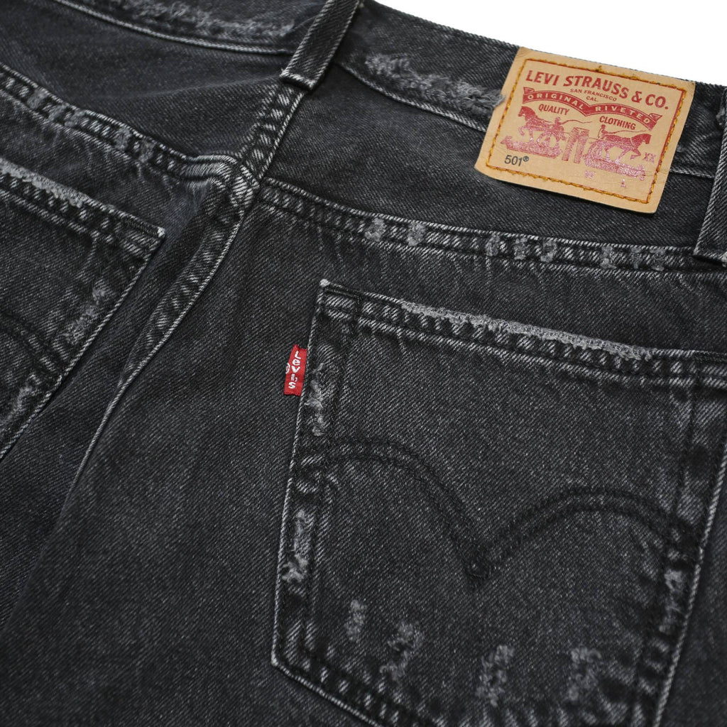 LEVI'S 501 Womens Jeans Black Regular Straight Denim Medium W24 L30 Classic