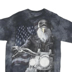 THE MOUNTAIN Mens Black Tie Dye Eagle Motorcycle T-Shirt L Short Sleeve Crew