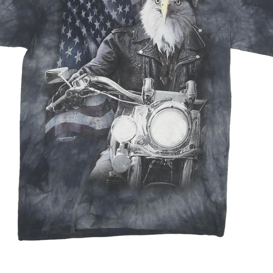 THE MOUNTAIN Mens Black Tie Dye Eagle Motorcycle T-Shirt L Short Sleeve Crew
