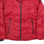 NAUTICA Womens Red Jacket L Polyester Blend Quilted Zip Faux Fur Collar Warm