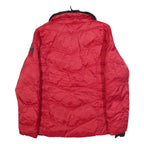 NAUTICA Womens Red Jacket L Polyester Blend Quilted Zip Faux Fur Collar Warm