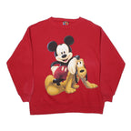 MICKEY UNLIMITED Womens Red Sweatshirt Crew Neck S Cotton Blend Pullover