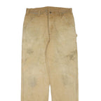 CARHARTT Mens Regular Fit Beige Cotton Blend Denim Jeans W36 L36 Workwear Zip