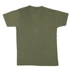 Mens Green V-Neck Plain Cotton Blend T-Shirt S Short Sleeve Casual