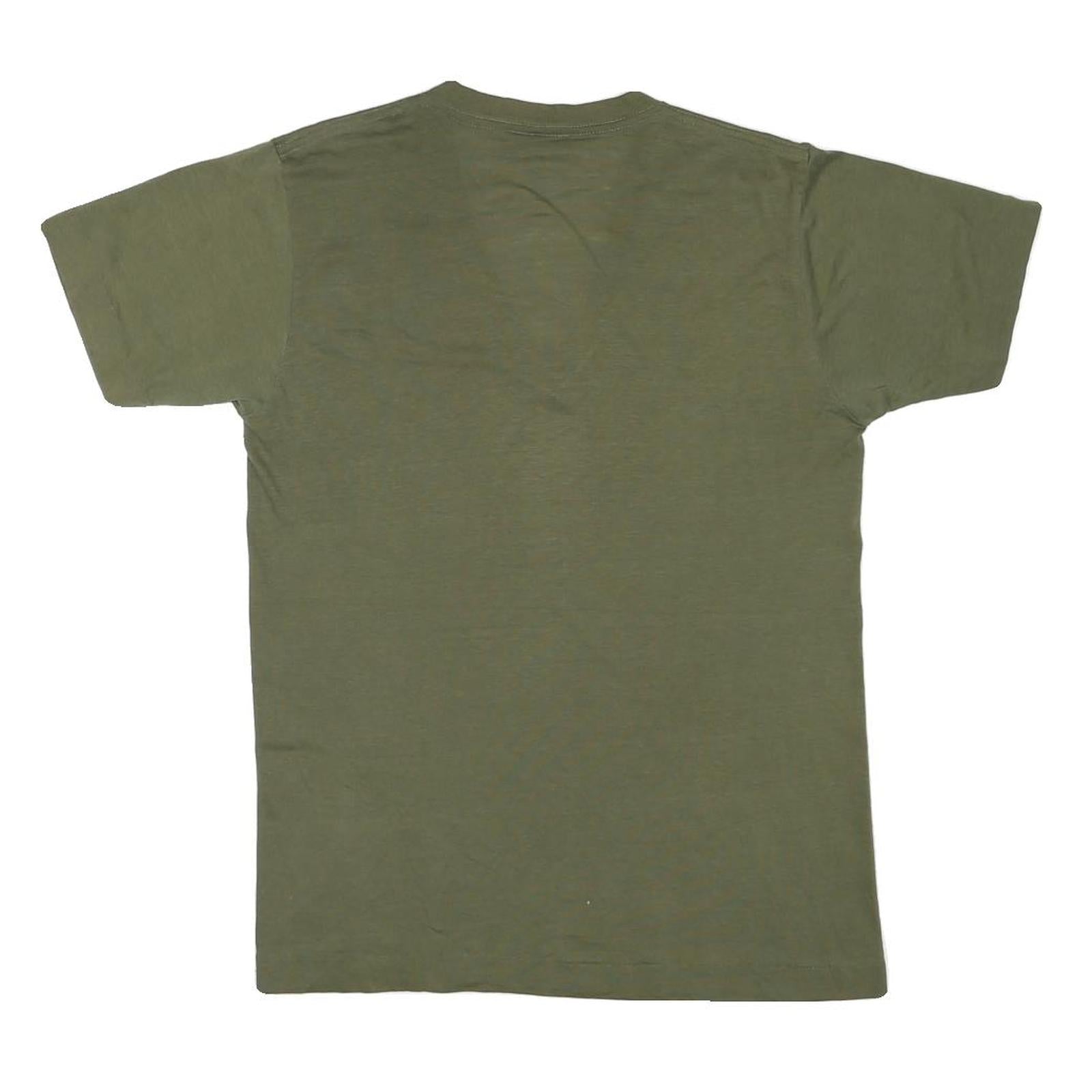 Mens Green V-Neck Plain Cotton Blend T-Shirt S Short Sleeve Casual
