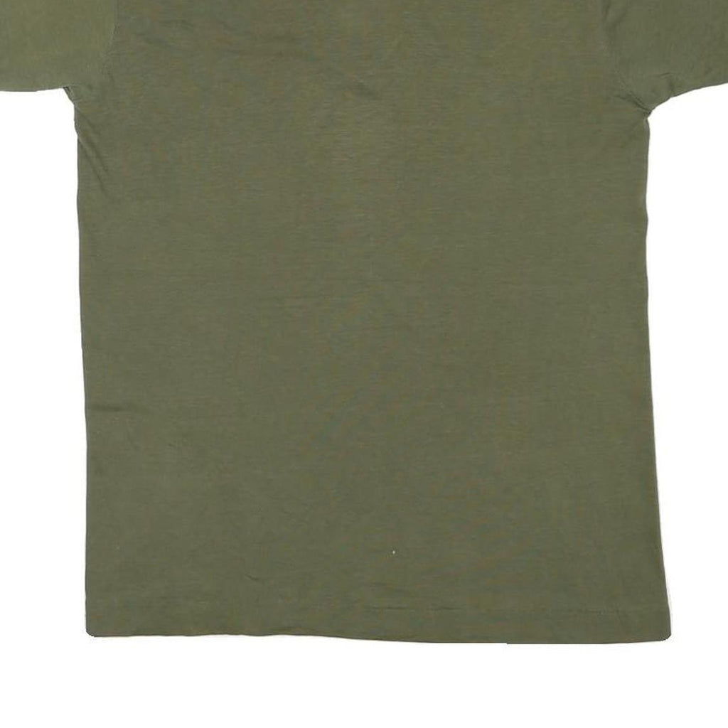 Mens Green V-Neck Plain Cotton Blend T-Shirt S Short Sleeve Casual