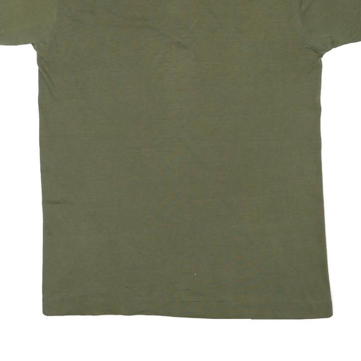 Mens Green V-Neck Plain Cotton Blend T-Shirt S Short Sleeve Casual