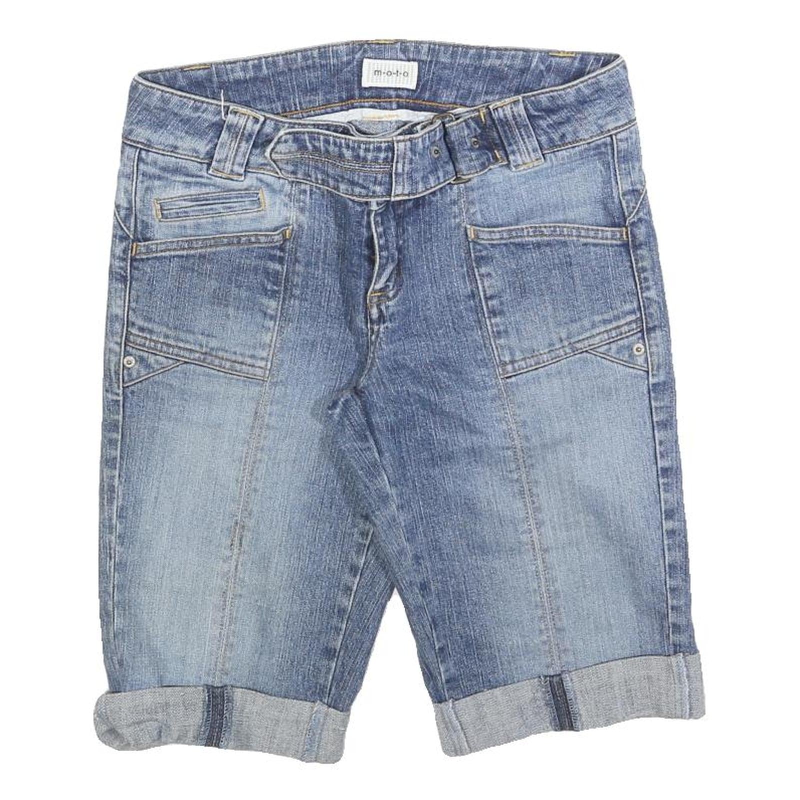 MOTO Womens Denim Blue Casual Shorts S W28 Classic Fit Lightweight Cotton Blend