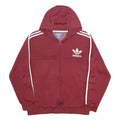 ADIDAS Mens Maroon & White Track Hooded Jacket XL Polyester Jersey Plain Zip