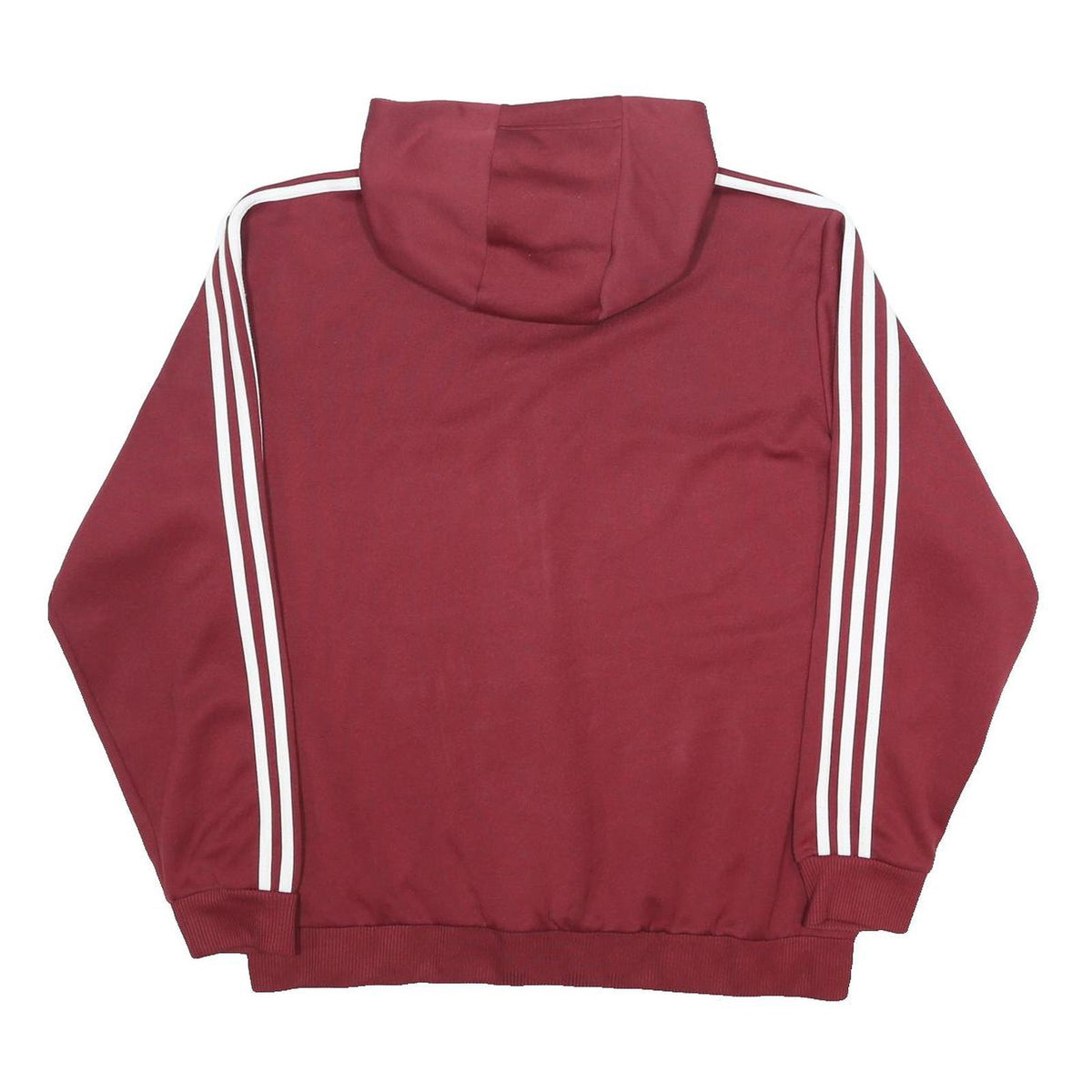 ADIDAS Mens Maroon & White Track Hooded Jacket XL Polyester Jersey Plain Zip