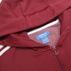 ADIDAS Mens Maroon & White Track Hooded Jacket XL Polyester Jersey Plain Zip