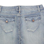 NO BOUNDARIES Womens Blue Denim Mini Cotton Blend Skirt L Casual Pocketed