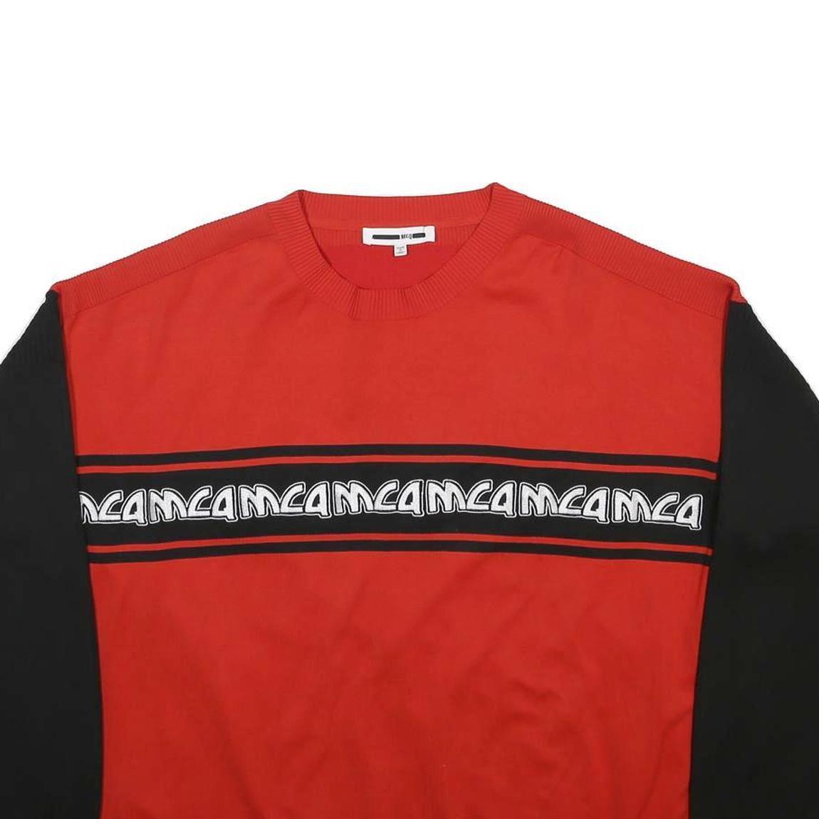 MCQ ALEXANDER MCQUEEN Mens Red & Black Patterned Jumper Crew Neck Basic Knit L