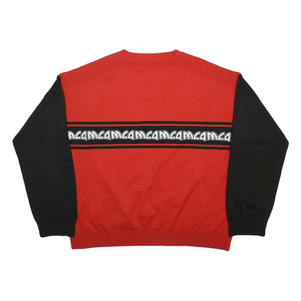 MCQ ALEXANDER MCQUEEN Mens Red & Black Patterned Jumper Crew Neck Basic Knit L