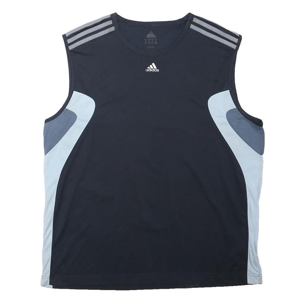 ADIDAS Mens Black & Grey Sleeveless Polyester Blend T-Shirt L Athletic