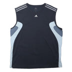 ADIDAS Mens Black & Grey Sleeveless Polyester Blend T-Shirt L Athletic