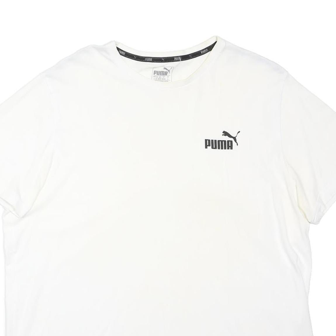 PUMA Mens White Graphic T-Shirt XL Short Sleeve Crew Neck Cotton Blend Casual