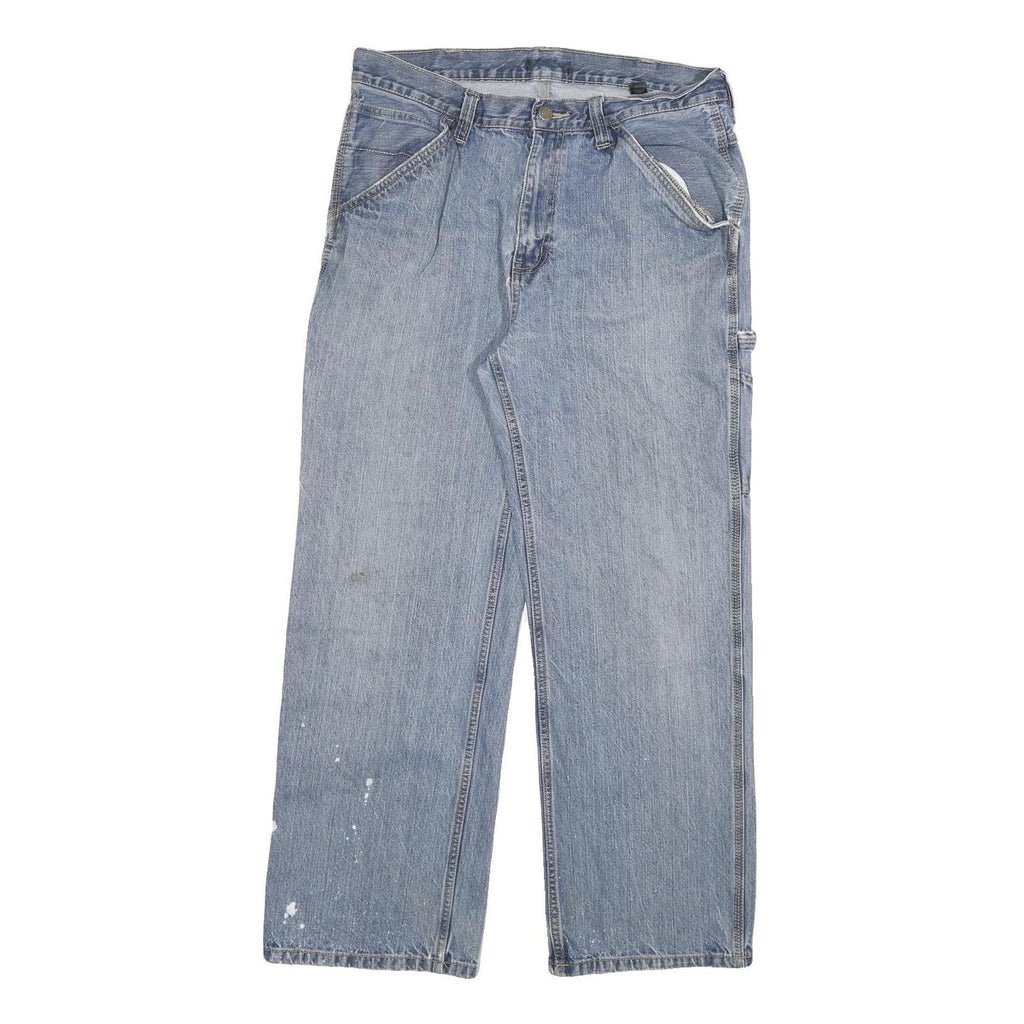 DICKIES Mens Relaxed Light Blue Denim Jeans W32 L28 Workwear Straight Fit Zip