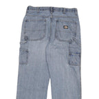 DICKIES Mens Relaxed Light Blue Denim Jeans W32 L28 Workwear Straight Fit Zip
