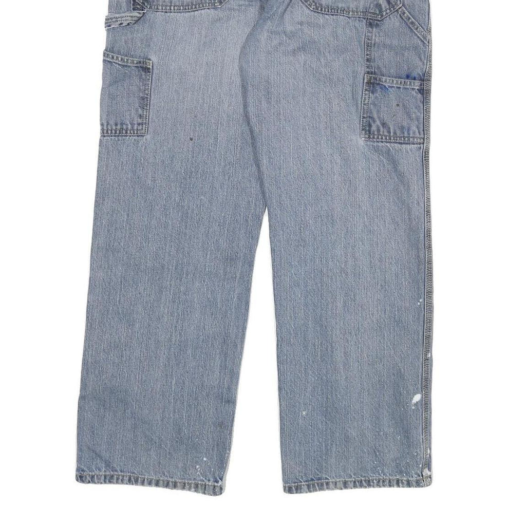 DICKIES Mens Relaxed Light Blue Denim Jeans W32 L28 Workwear Straight Fit Zip