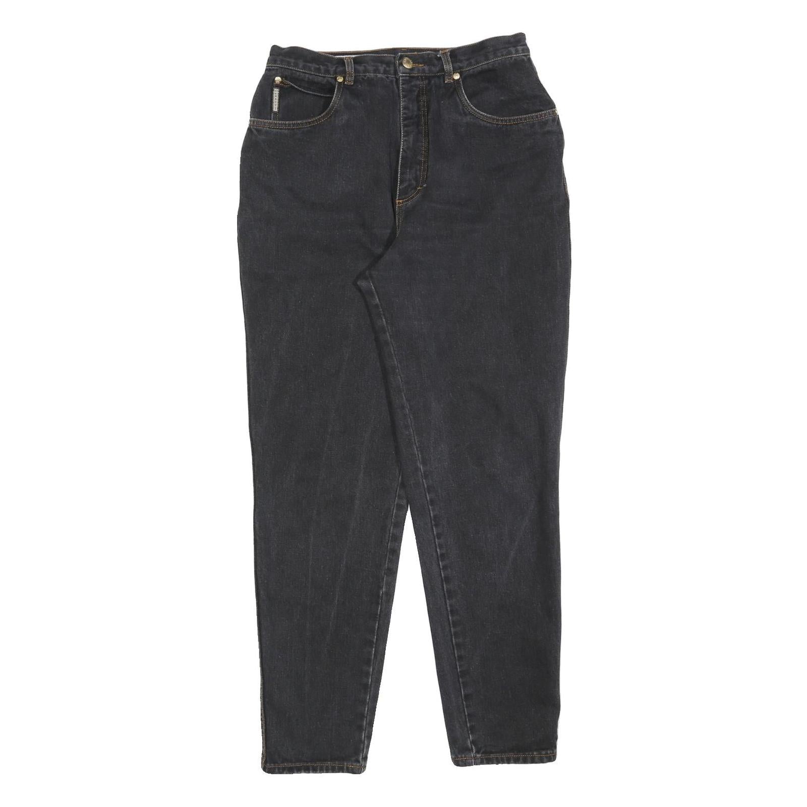 CERRUTI Womens Regular Black Denim Cotton Blend Jeans W30 L30 Classic Zip