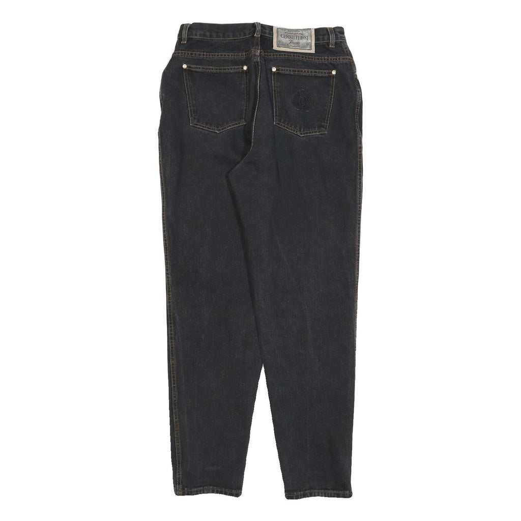 CERRUTI Womens Regular Black Denim Cotton Blend Jeans W30 L30 Classic Zip