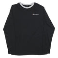 CHAMPION Mens Black & Grey Long Sleeve Crew Neck Graphic T-Shirt M Cotton Blend