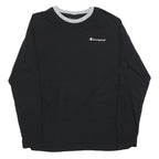CHAMPION Mens Black & Grey Long Sleeve Crew Neck Graphic T-Shirt M Cotton Blend