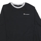 CHAMPION Mens Black & Grey Long Sleeve Crew Neck Graphic T-Shirt M Cotton Blend
