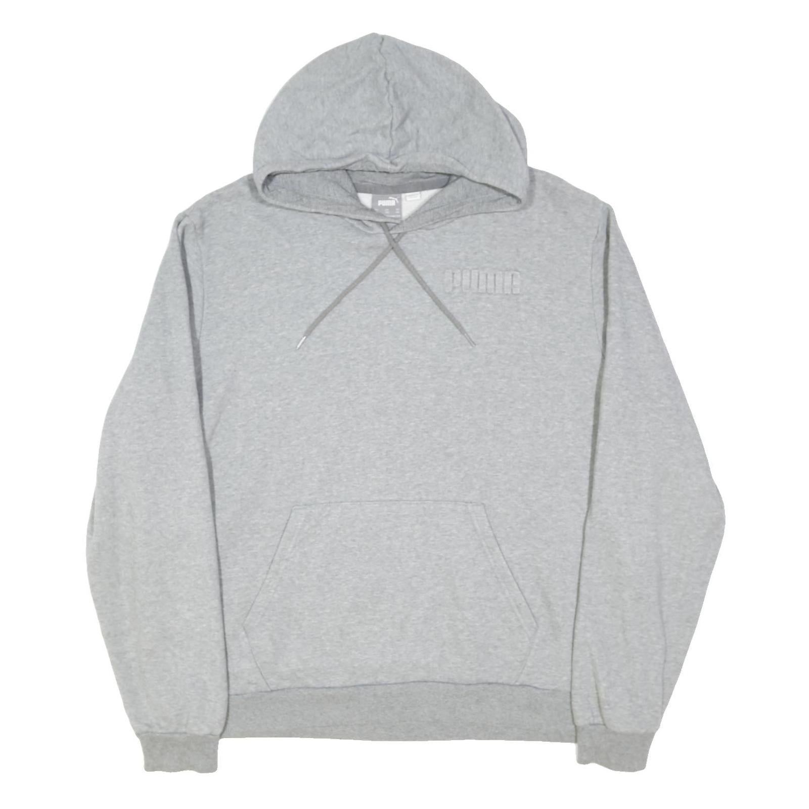 PUMA Mens Grey Hoodie 2XL Cotton Blend Pullover Hooded Jumper Casual