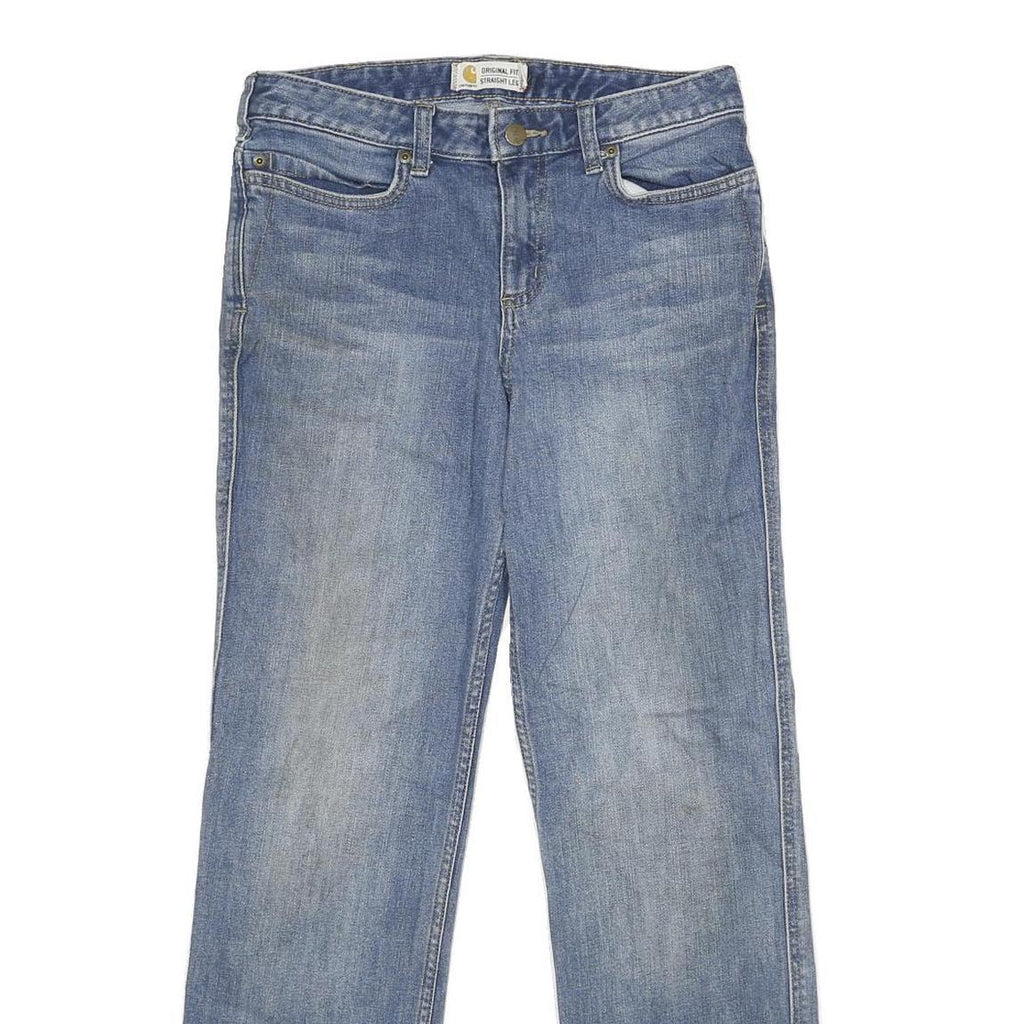 CARHARTT Womens Classic Blue Denim Straight Leg Jeans Cotton Blend W30 L30 Zip