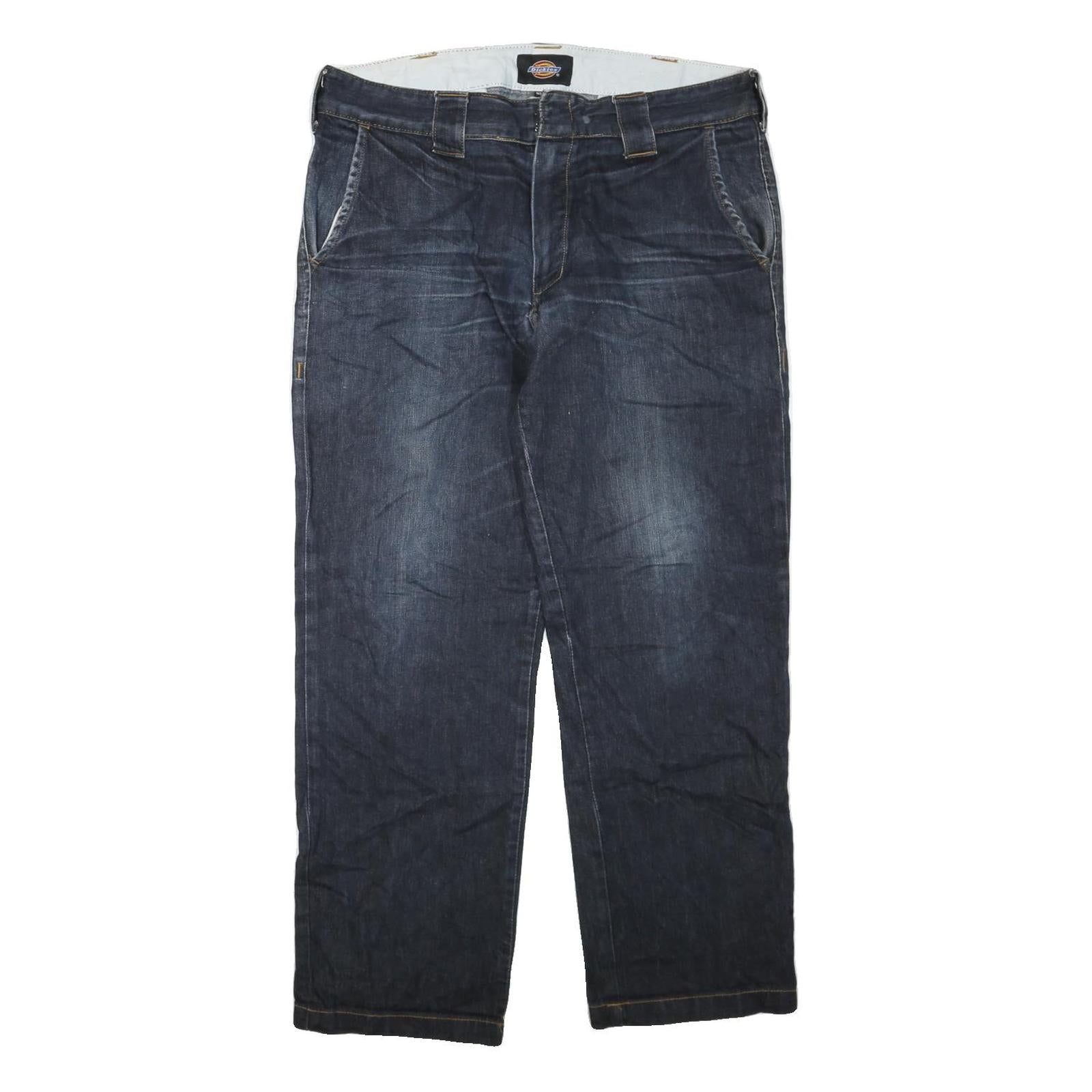 DICKIES Mens Regular Fit Blue Denim Jeans W36 L29 Zip Cotton Blend Workwear