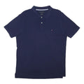 TOMMY HILFIGER Mens Blue Short Sleeve Plain Polo Shirt XL Cotton Blend Casual