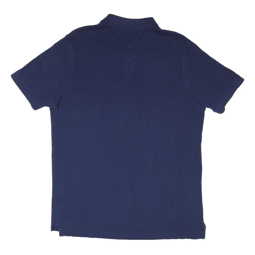 TOMMY HILFIGER Mens Blue Short Sleeve Plain Polo Shirt XL Cotton Blend Casual