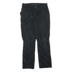 CARHARTT Mens Cotton Blend Black Regular Fit Trousers W32 L30 Workwear Zip
