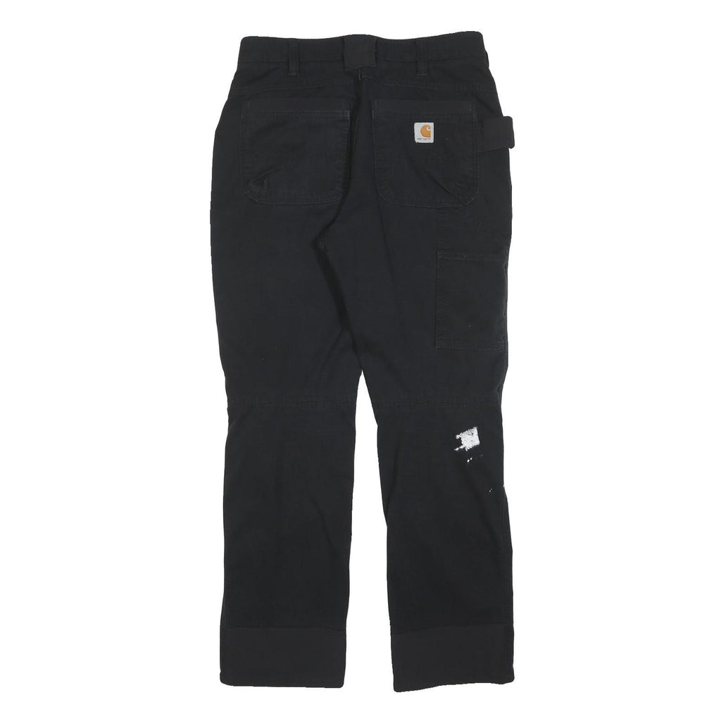 CARHARTT Mens Cotton Blend Black Regular Fit Trousers W32 L30 Workwear Zip