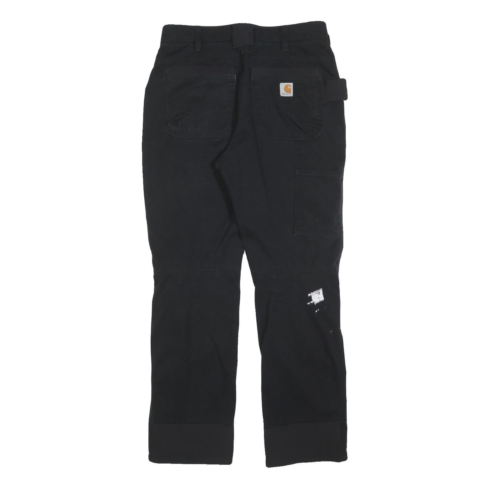 CARHARTT Mens Cotton Blend Black Regular Fit Trousers W32 L30 Workwear Zip