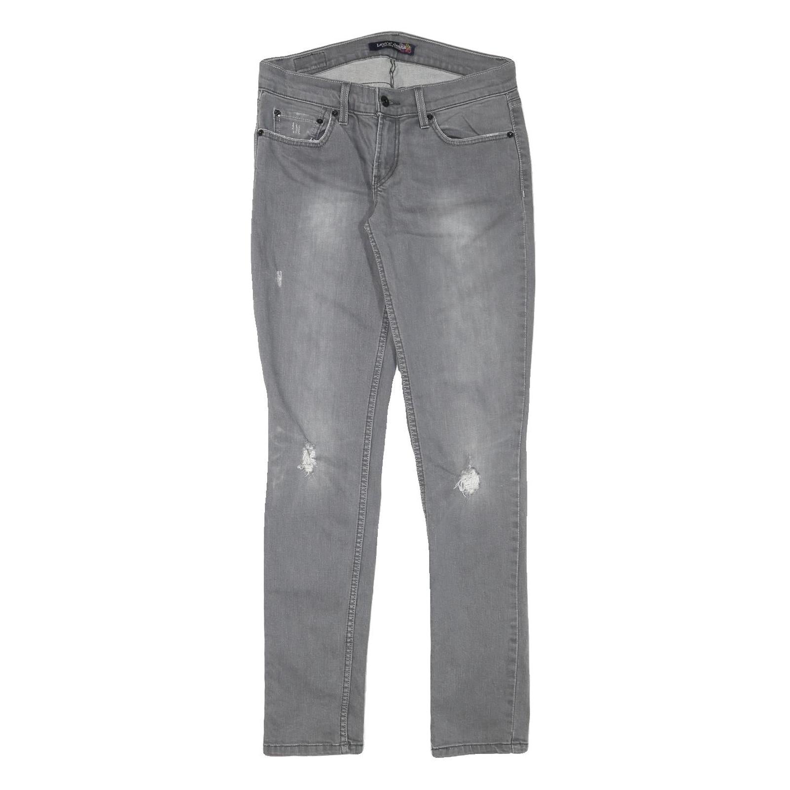 LEVI'S Womens Grey Slim Skinny Denim Light W29 L31 Distressed Cotton Blend Jeans