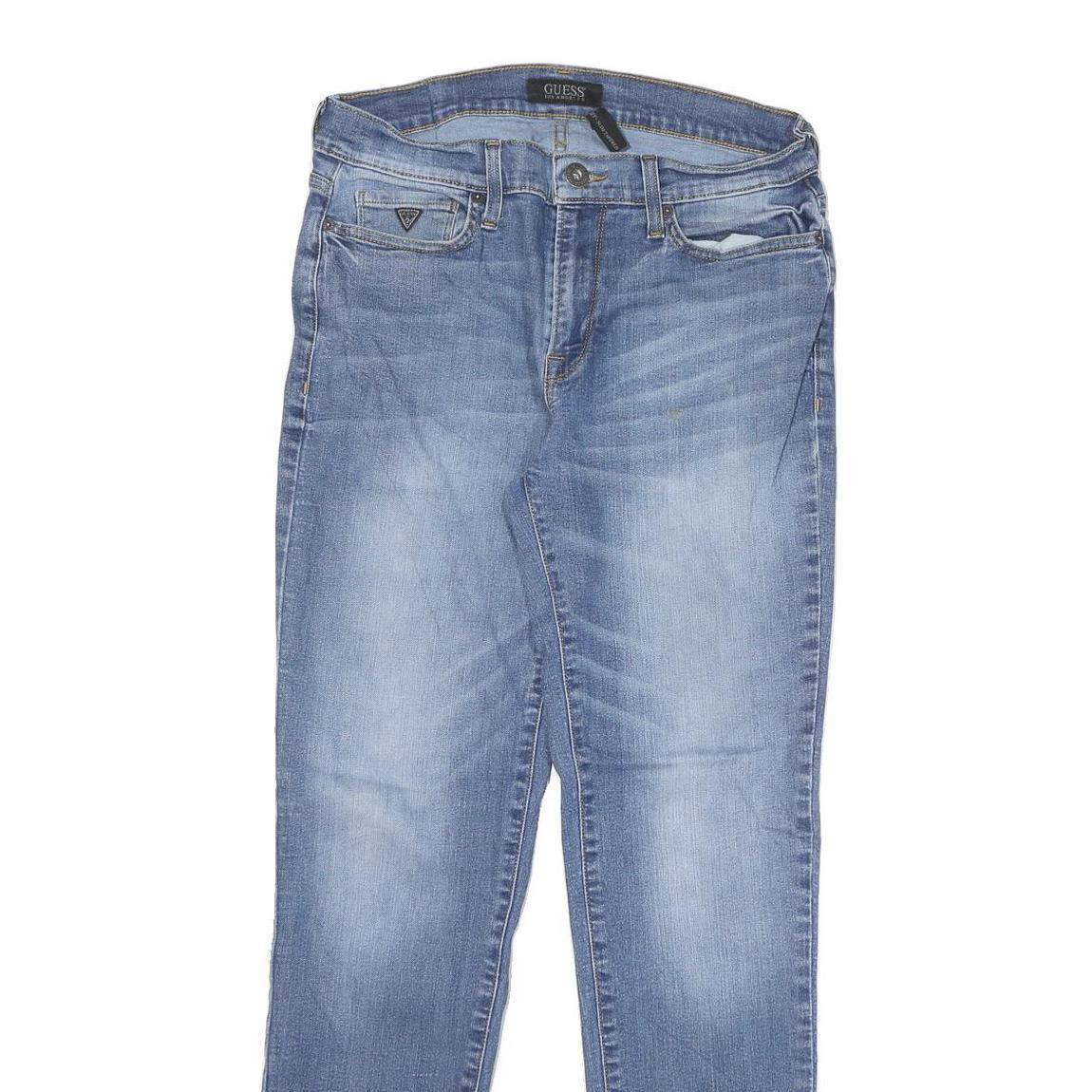 GUESS Womens Slim Blue Denim Slim Jeans W30 L31 Cotton Blend Zip Casual