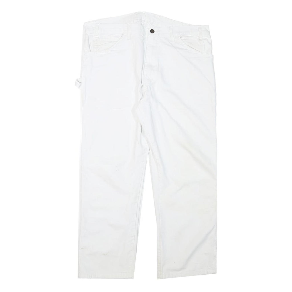 DICKIES Mens Cotton Blend White Regular Straight Trousers W37 L26 Workwear