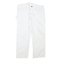 DICKIES Mens Cotton Blend White Regular Straight Trousers W37 L26 Workwear