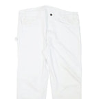 DICKIES Mens Cotton Blend White Regular Straight Trousers W37 L26 Workwear