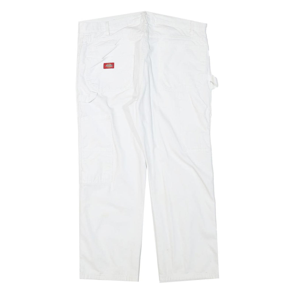 DICKIES Mens Cotton Blend White Regular Straight Trousers W37 L26 Workwear